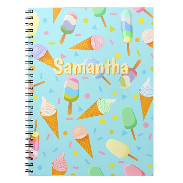Espiral Caderno de Sorvete Personalizado – Doce Verão (Frente)