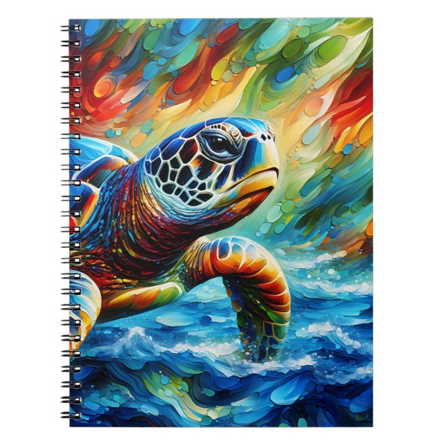 Espiral Caderno de Viagem da Tartaruga de Explosão de Cor (Frente)