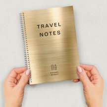 Caderno de Viagem Elegante Monograma Dourado Falso