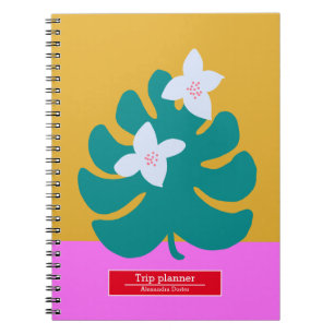 Espiral Caderno de viagem personalizado com nome floral mo
