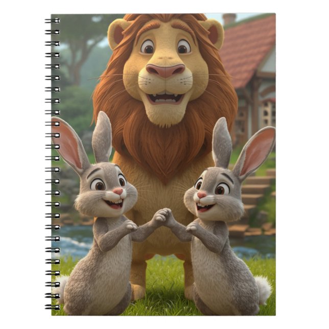 Espiral Caderno de Volta às Aulas com Animais Fofos (Frente)