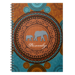Espiral Caderno decorado dos elefantes
