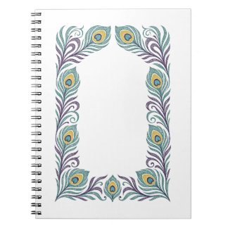 Espiral Caderno Decorativo Pena de Pavão