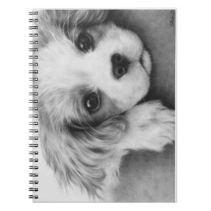 Espiral Caderno descuidado do cão de filhote de cachorro