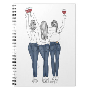 Espiral Caderno Desenho Amigas com Vinho