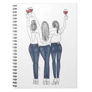 Espiral Caderno Desenho Amigas com Vinho