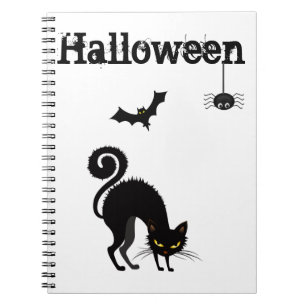 Espiral Caderno - Desenho de Gato Preto Espantado 2