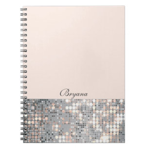 Espiral Caderno Diário Brilho Lantejoulas Glamour