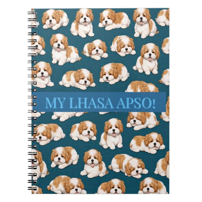 Espiral Caderno Diário do Cachorrinho Lhasa Apso (Frente)