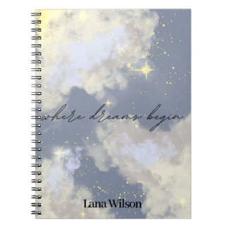 Espiral Caderno Diário do Céu Estrelado Sonhador Etéreo
