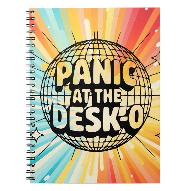 Espiral Caderno Divertido para Escritório - Pânico na Mesa (Frente)