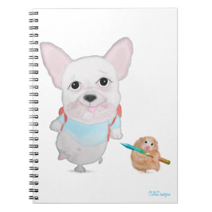 Espiral Caderno do Bulldog Francês & Hamster engraçado