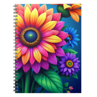 Espiral Caderno do Buquê Flor de Arco-Íris Radiante