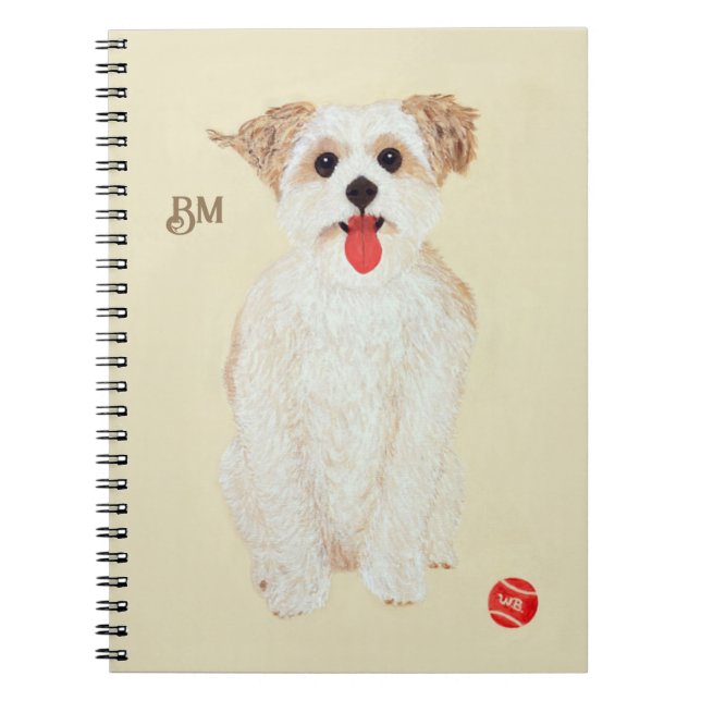 Espiral Caderno do Cão Morkie Com Bola (Frente)