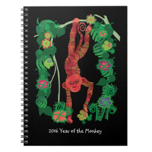 Espiral Caderno do costume do macaco do fogo de 2016