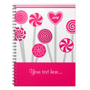 Espiral Caderno do design dos pirulitos do coração