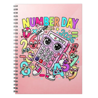Espiral Caderno do Dia do Número de Matemática Fofo para E