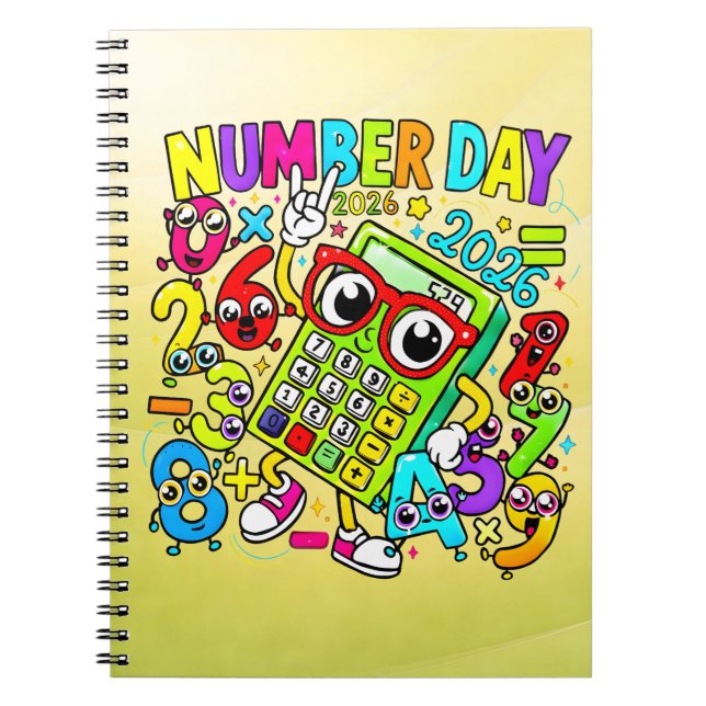 Espiral Caderno do Dia do Número de Matemática para Escola (Frente)