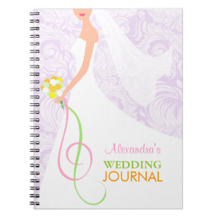 Espiral Caderno do Diário do casamento tema damasco da