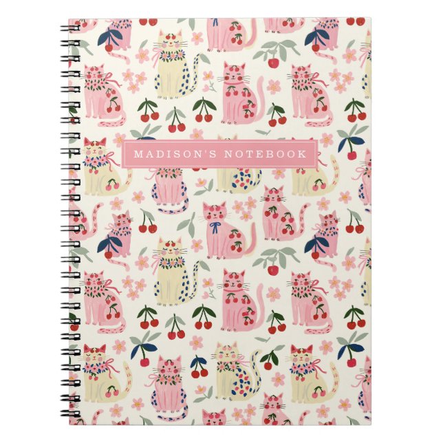 Espiral Caderno do Gatinho Cereja Fofo (Frente)