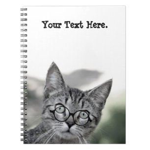 Espiral Caderno do Gato Fofo e Surpreso com Óculos