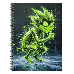 Espiral Caderno do Glitch Gremlin Neon Furtivo