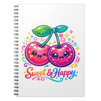 Espiral Caderno do Jardim de Cerejas Kawaii Fofo