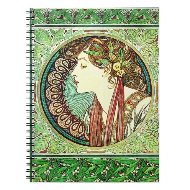 Espiral Caderno do louro de Alphonse Mucha (Frente)