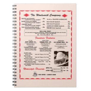 Espiral Caderno do menu de Woolworth