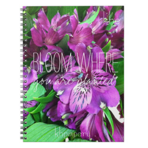 Espiral Caderno do monograma da flor
