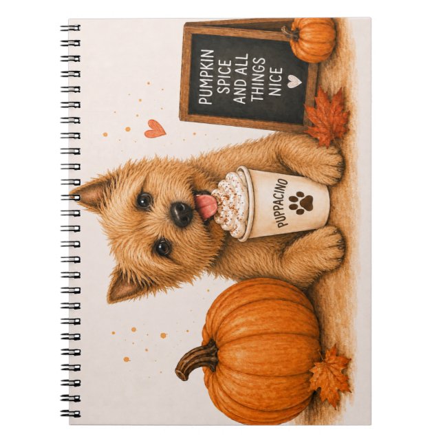 Espiral Caderno do Norwich Terrier com Abóbora (Frente)