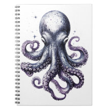 Caderno do polvo da vida oceânica