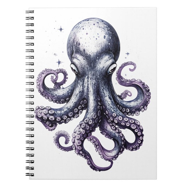 Espiral Caderno do polvo da vida oceânica (Frente)