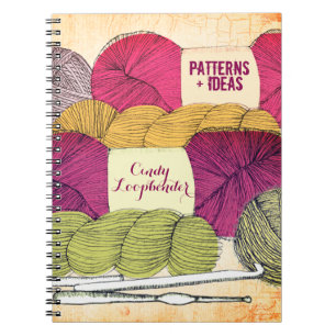 Espiral Caderno do teste padrão dos ganchos de crochet do