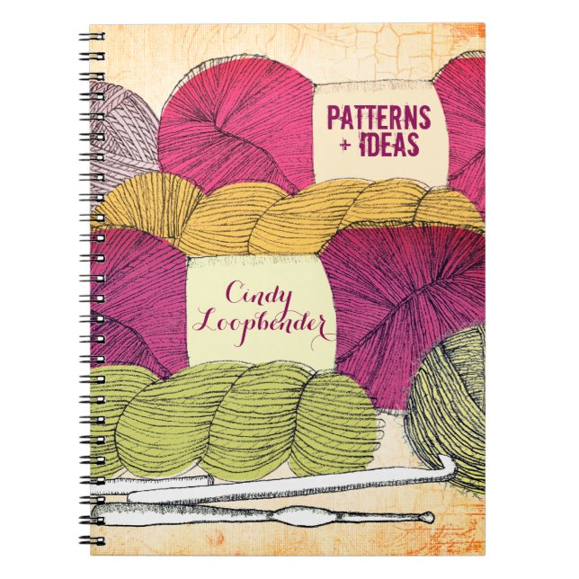Espiral Caderno do teste padrão dos ganchos de crochet dos (Frente)