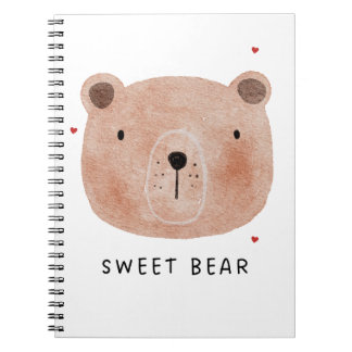 Espiral Caderno do Urso Fofo | Minimalista Floresta