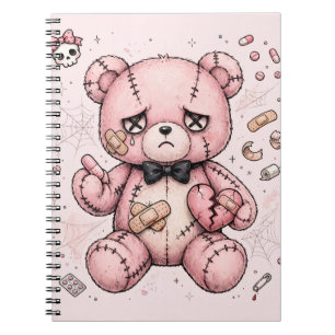 Espiral Caderno do Urso Teddy Gótico Padrão de Comprimido