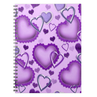 Espiral Caderno dos corações roxos