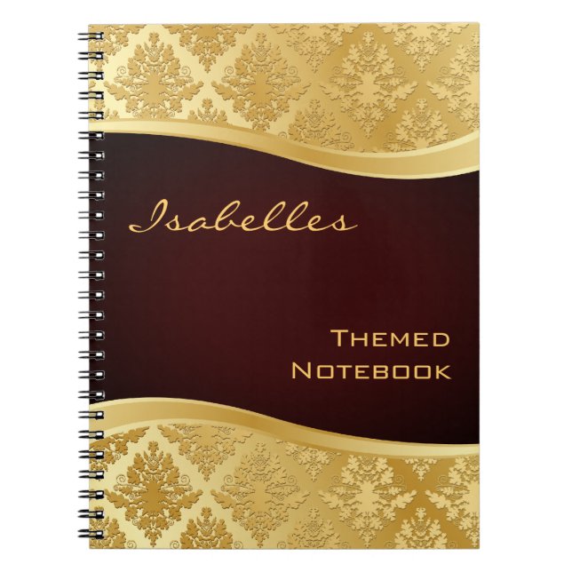 Espiral Caderno dourado da onda do damasco (Frente)