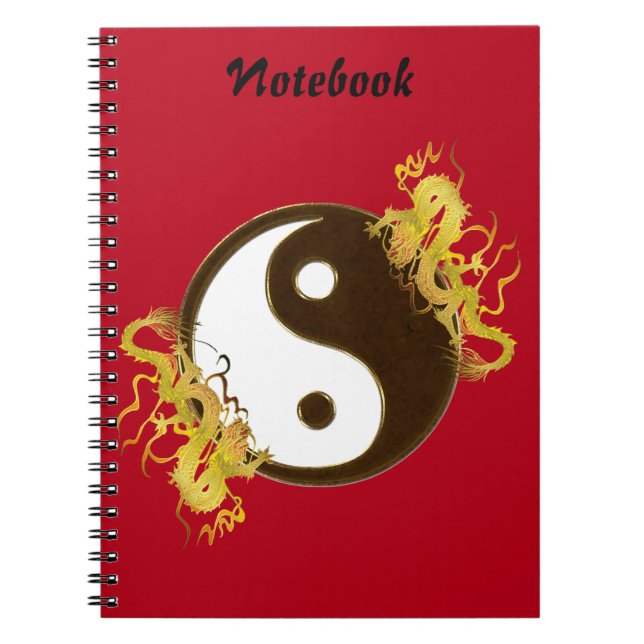 Espiral Caderno dourado de Yin Yang do dragão (Frente)