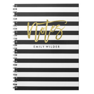 Espiral Caderno Dourado e preto das listras  