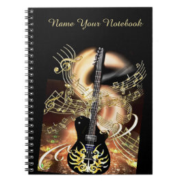 Espiral Caderno Dourado preto personalizado da música da