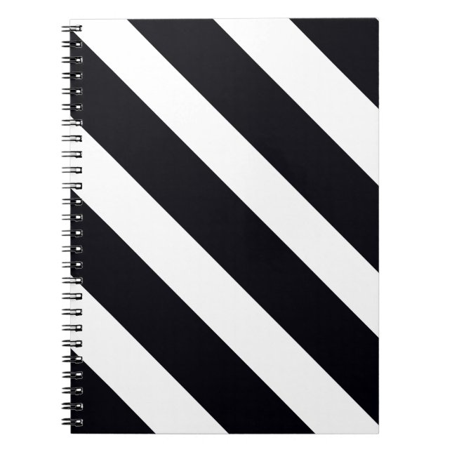 Espiral Caderno Elegante com Listras Pretas e Brancas (Frente)