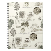 Caderno elegante com padrão floral vintage
