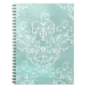 Espiral Caderno elegante do damasco da cerceta