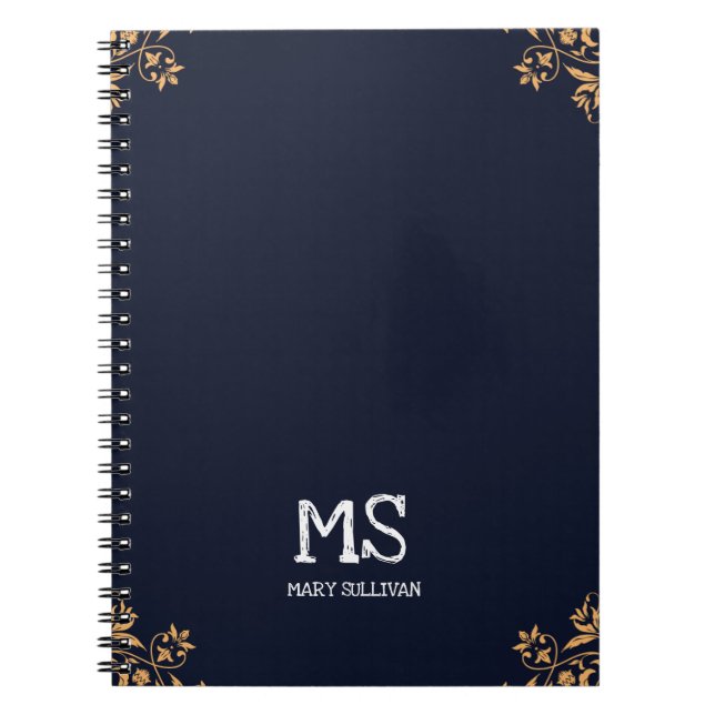 Espiral Caderno Elegante Monogramado para Ela (Frente)