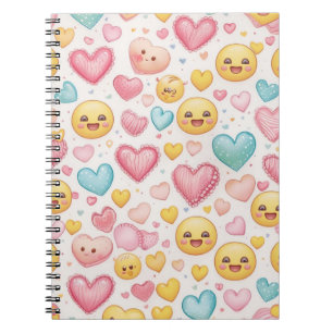 Espiral Caderno Emoji Corações Vibes