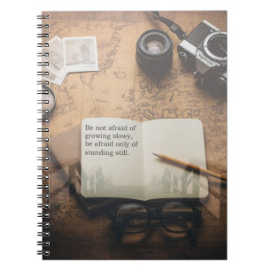Espiral Caderno encadernado com capa dura e citação inspir
