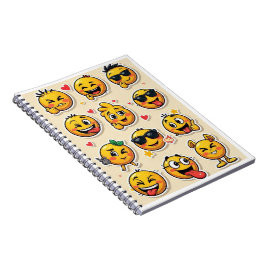 Espiral Caderno escolar com desenhos engraçados de emoji
