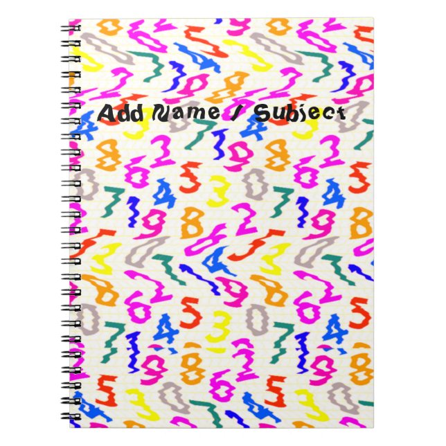 Espiral Caderno Escolar de Números Excêntricos com Nome/As (Frente)